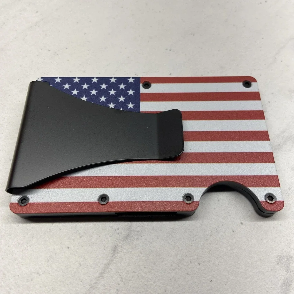 Metal Slim‎ Patriotic American Flag RFID Blocking Wallet